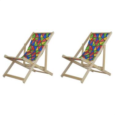 Imagem de Kit 2 Espreguiçadeiras Preguiçosa Dobrável sem Braço Madeira Maciça co
