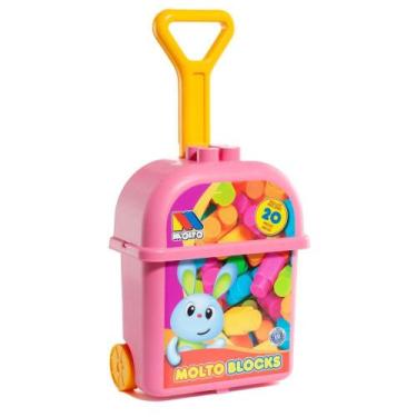 Imagem de Blocos de Montar com Rodinhas Molto Blocks - Rosa - Cardoso Toys