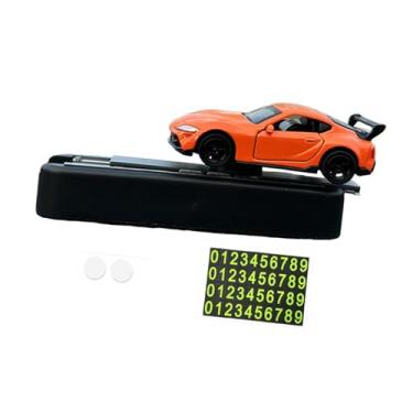 Imagem de JunZheHub Ornamento de Centro de Brinquedo Modelo de Carro 1/64 com Placa de Estacionamento, Presente de Instalação Simples para Amantes de Carros, Laranja, Tamanho real