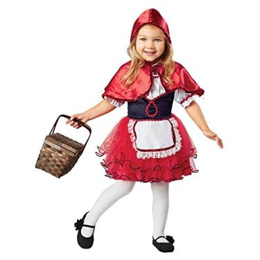 Imagem de ALVOGIMOR Fantasia infantil de chapeuzinho vermelho para meninas fantasia de conto de fadas para Halloween e festa de fantasia (2T)