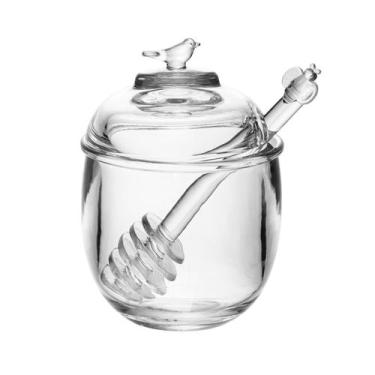 Imagem de Meleira 150ml de cristal transparente com pegador e tampa Bird Wolff -