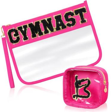 Imagem de Bolsa de maquiagem Hillban Gymnastics Chenille Letter, 2 peças de nylo