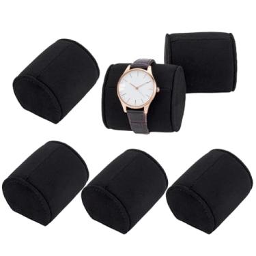 Imagem de PH PandaHall 6 almofadas de relógio, 5,3 x 5,8 x 4,8 cm, almofadas de pulseira de pano de flanela, almofadas pretas para exibição de relógio, almofada de armazenamento para organizador de suporte de