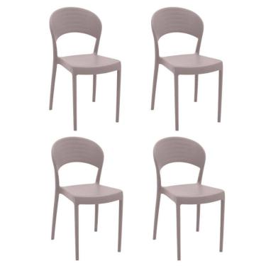 Imagem de Kit 4 Cadeiras Tramontina Sissi Em Polipropileno e Fibra De Vidro Fechada Camurça 92046421