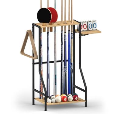 Imagem de YBING Suporte para taco de bilhar – Suporte para tacos de bilhar comporta até 10 bastões de tacos de sinuca, acessórios de mesa de bilhar, suporte de taco de bilhar para sala de jogos, sala de bilhar