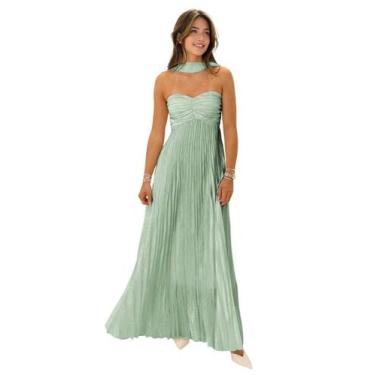 Imagem de Vestido de dama de honra Inkomise 2025 formal longo de chiffon verde s