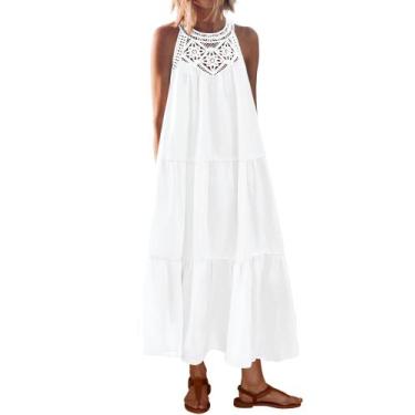 Imagem de Vestido BTFBM Summer Halter feminino casual boho vestido de verão bran