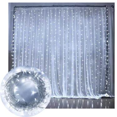 Imagem de Pisca Cortina Natalina 320 Lâmpadas LEDs Branco De 3x2M 220v - Genéric