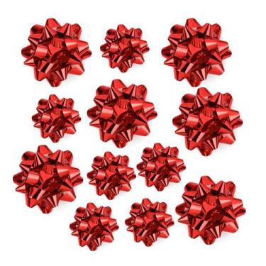 Imagem de Sortimento de laços de presente vermelhos metálicos WRAPAHOLIC, 12 uni