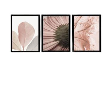 Imagem de Kit 3 Quadros Fotos Modernas Flores Rosê 33X24Cm