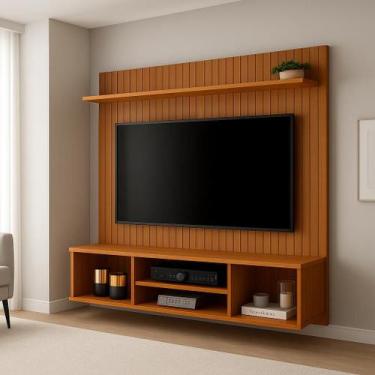 Imagem de Painel Ripado para TVs de até 50 Polegadas com Nicho e Prateleira Idea