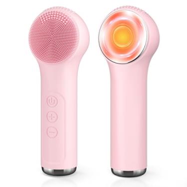 Imagem de Escova de Limpeza Facial Elétrica 2 em 1 Recarregável de Silicone com Aquecimento e Vibração, Massageadora e Esfoliante Facial à Prova d’Água
