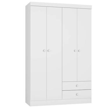 Imagem de Guarda Roupa Solteiro 4 Portas Louise Branco Ajl Móveis