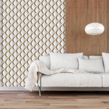 Imagem de Papel de Parede Adesivo Autocolante Decorativo Losango Dourado 3D 10 M