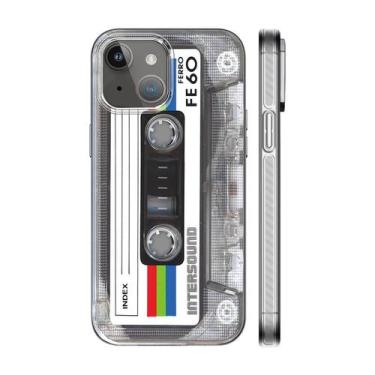 Imagem de Capa para iPhone 15 KIOMY, fita cassete retrô 3D, à prova de choque