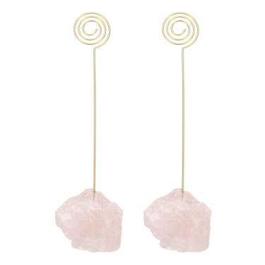 Imagem de PATIKIL Suporte para número de mesa, 2 peças de suportes de clipe de foto, pedra de cristal, quartzo, porta-cartões, em formato de pirulito, para fotos, para festa de casamento, decoração de