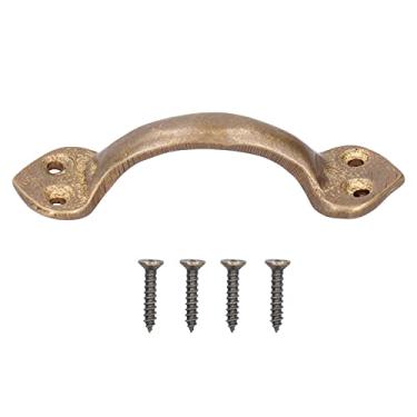 Imagem de Puxador de cobre antigo MUNEFE, puxador de latão sólido vintage, puxador de gaveta de armário retrô para porta de móveis de gaveta de guarda-roupa (20x20x0,6 pol.)