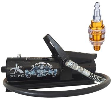 Imagem de Bomba hidráulica de ar 0,45 Gal 10.000 PSI Reservatório NPT 3/20.3 cm Saída de óleo, NPT 1/10.2 cm de entrada, bomba de pé hidráulica de ar feita de alumínio com lubrificador de linha de ar, preto