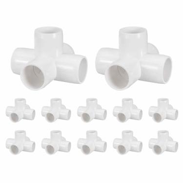 Imagem de DTGN 12 peças de encaixe de PVC de cotovelo de 2,5 cm, encaixe de tubo de PVC de grau cruzado de 5 vias SCH40, conector de cotovelo de canto DIY para móveis de construção, conexão de estrutura de