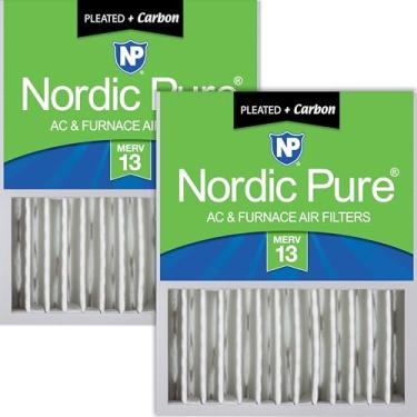 Imagem de Nordic Pure 16 x 20 x 5 (tamanho real: 38 x 49 x 49 x 11 3/8) Filtros de ar de substituição Honeywell Merv 13 Plus Carbon pacote com 2