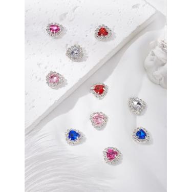 Imagem de 10 peças de botões de strass costurados em latão e acrílico, botões decorativos facetados de coração, suprimentos de costura de cores mistas para decoração de jeans, 12,5 x 12,5 x 4,5 mm, orifício