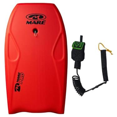 Imagem de Kit Prancha Bodyboard Semi Profissional Maré Pro 39' e Fundo Rigido com Leash Maré (Vermelha)
