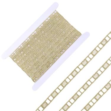 Imagem de GORGECRAFT Fita de renda centopéia trança metálica dourada de 7,5 metros com acabamento em malha de 9,5 cm, enfeite decorativo de estofamento para artesanato, festa de Natal, casamento, costura