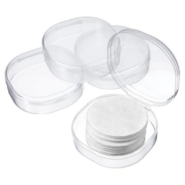 Imagem de DOPENSPI 4 peças de suporte quadrado de algodão de plástico, suporte de almofada de algodão cosmético, portátil, para viagem e selado, adequado para removedor de maquiagem, bola de algodão