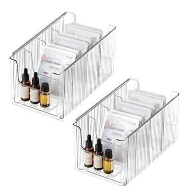 Imagem de Hooshion Organizador de gaveta de mesa expansível, recipientes transparentes de armazenamento, caixa de armazenamento de medicamentos, com divisórias removíveis, para cozinha, banheiro, escritório (2