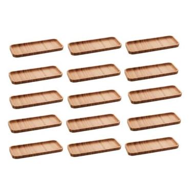 Imagem de Kit 15 Bandejas Petisqueira De Bambu Retangular Grande 28cm - Lyor