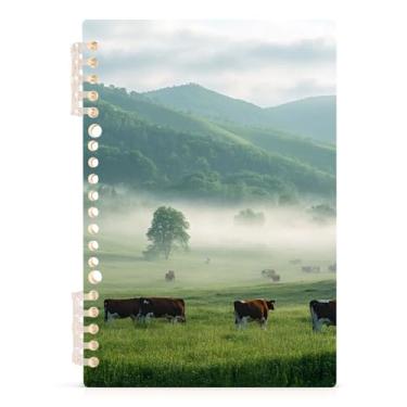 Imagem de Burbuja Caderno Cows in Pasture, papel pautado universitário A5 com 60 folhas, fichário para escritório, 1 pacote