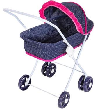 Imagem de Carrinho De Boneca Bebê Reborn Azul Berço - Mep Kids