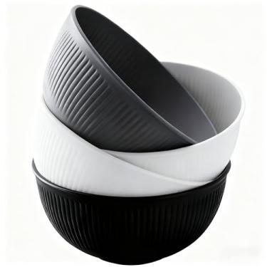 Imagem de YUNSHENGFANGDM Conjunto de 4 tigelas de palha de trigo, tigelas seguras para micro-ondas e lava-louças para sobremesa, cereal, servir, sopa, aveia, macarrão, salada, sopa leve