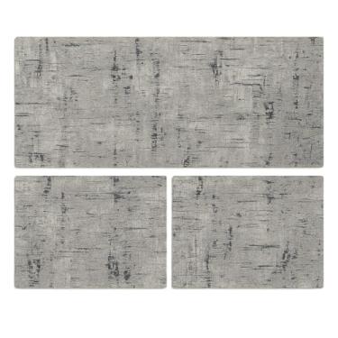 Imagem de Conjunto de passadeira de cozinha antiderrapante (Obra Arte Branco/Cinza)