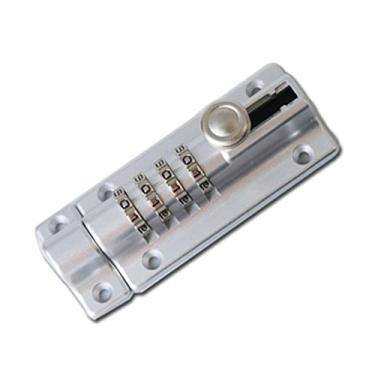 Imagem de MGAYTYOAG Fechadura de porta de metal prateado cadeado de segurança antifurto cadeado de dígito para uso ao ar livre casa portão de madeira botão de hardware