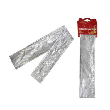 Imagem de Fita Decorativa Aramada de Natal para Laços e Presentes - 5cm X 2,7m -