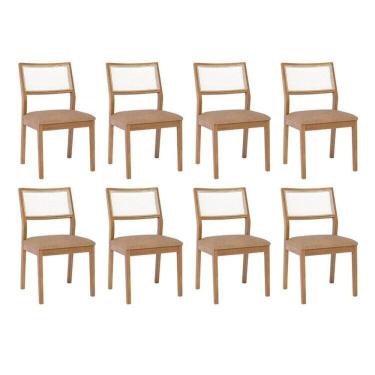 Imagem de Kit 8 Cadeiras para Sala de Jantar Estofadas Bella Madeira/Kaki