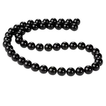Imagem de Fio Ônix Preta 8mm Aprox 48 contas Pedra Proteção Bijuterias - Caminho