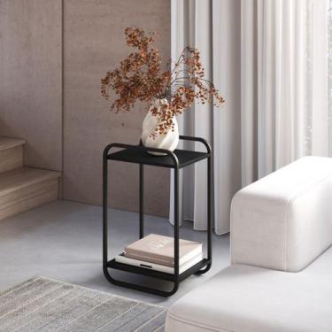 Imagem de Mesa Lateral Estrutura Metálica com cantos Arredondados 40cm Luna Arte