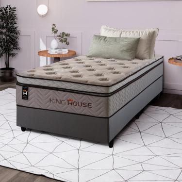 Imagem de Cama Box Molas Ensacadas Liverpool 96x203 Cinza King House