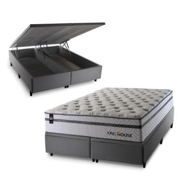 Imagem de Cama Box Baú Bali Relax Magnetico 193x203 Cinza King House