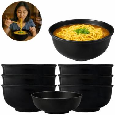 Imagem de 12 Tigelas Bowl Oriental Melamina Para Restaurante Japones 1L Preto - 