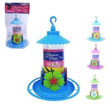Imagem de Bebedouro de plastico colors para beija flor com poleiro e chapeu 290m