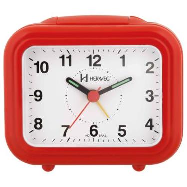 Imagem de Despertador Analógico Quartzo Herweg 2630 044 Vermelho