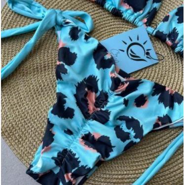 Imagem de Biquini cortininha e empina bumbum onça azul - KESIE, G, Azul, Feminin