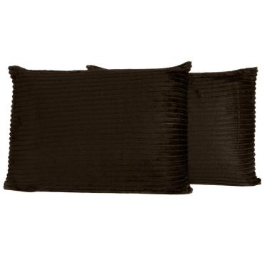 Imagem de Par De Fronhas Em Manta Canelada 70cm X 50cm - Porta Travesseiro Mantinha Microfibra Para Inverno Cor Tabaco