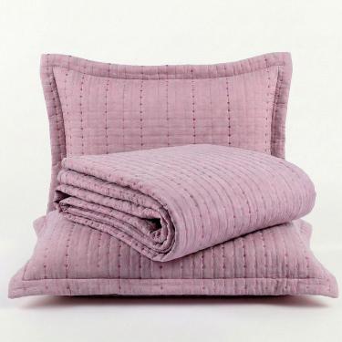 Imagem de Kit Cobre Leito Bordare Queen 3 Peças 300 Fios Percal 100% Poliéster Toque de Algodão Roxo Malva Casa Scarpa