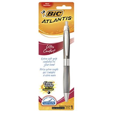 Imagem de BIC Atlantis Caneta esferográfica ultra confortável, cores barril, ponta média (1,0 mm), preta
