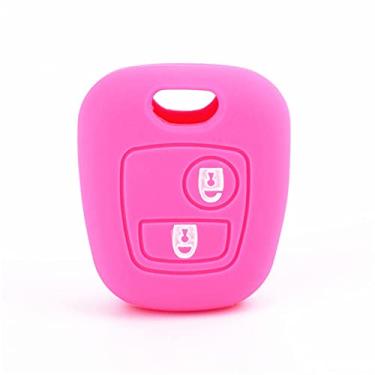 Imagem de Venus-David Silicone 2 Botões Car Key Case Cover Ring Key Bag, apto para Peugeot 107 206 207 307 Citroen C1 C2 C3 C4 Picasso Toyota Aygo, rosa