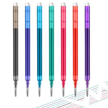 Imagem de Recargas de caneta apagáveis de 7 peças de refil de canetas apagáveis de ponta fina média compatível com canetas de clique retráteis apagáveis para escrever planejador de palavras cruzadas